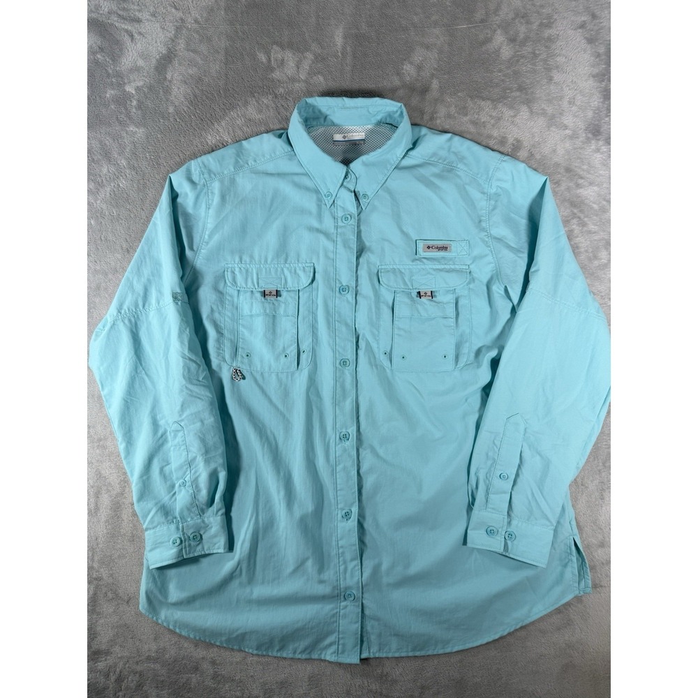 Columbia PFG Shirt Women's XL Blue Bahama Long Sleeve Vented Button Up